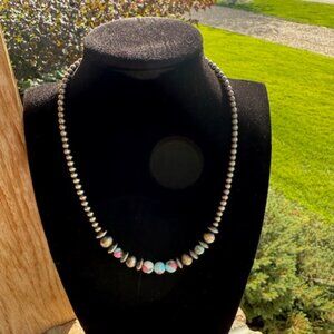 Handmade Sterling Silver “Cotton Candy” Beaded Necklace